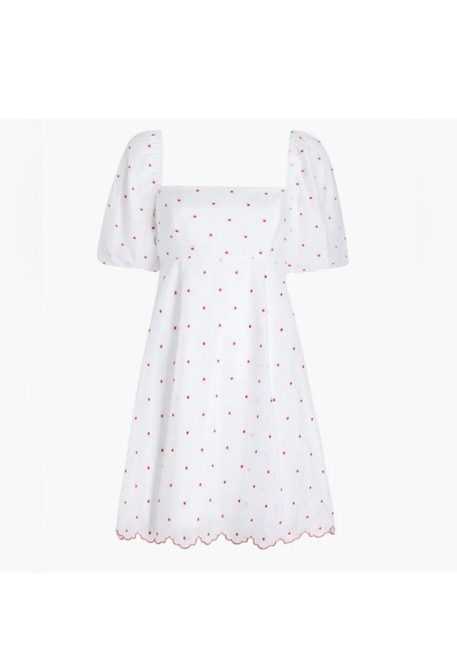 Hill House The Matilda Mini Dress Cherry Organza Dot Puff Sleeve Coquette Dress
